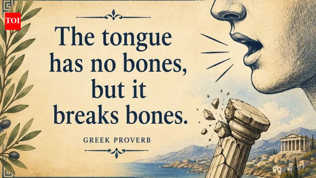 Greek proverb of the day: “The tongue has no bones, but it breaks…” |