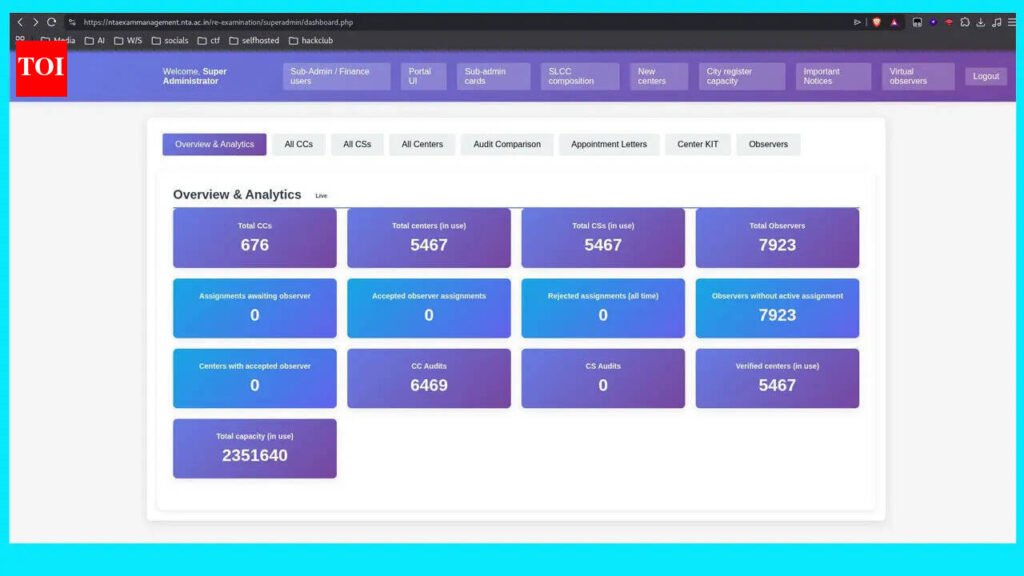 After CBSE OSM row, NTA’s re-examination portal comes under cyber security spotlight as researcher claims data exposure