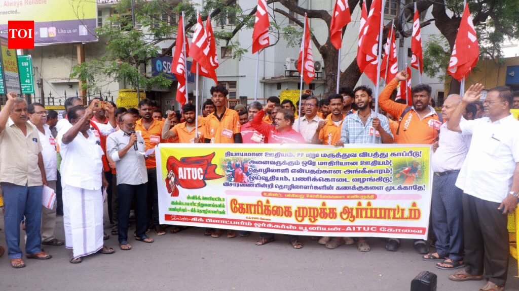 Coimbatore gig workers stage protest seeking labour rights, safety laws | Coimbatore News