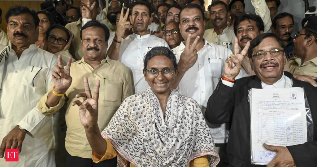 Congress’ Meenakshi Natarajan files nomination for RS poll, hits out at BJP over 3rd candidate