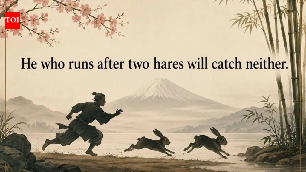 Japanese proverb of the day: “He who runs after two hares will…” |