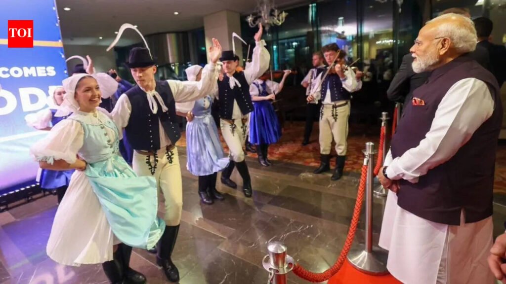 Watch: Slovak nationals welcome PM Modi with Vande Mataram, folk dance performances | India News