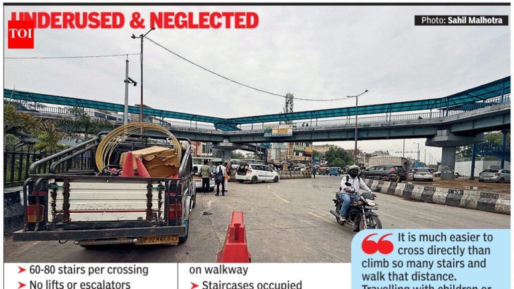 Design flaws, lack of lifts: What leaves Gurgaon’s Mahavir Chowk skywalk largely empty | Gurgaon News