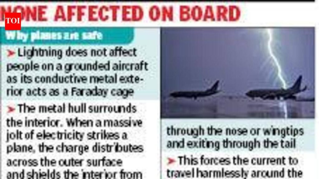 Lightning strikes aircraft with passengers at Kolkata airport, 2 ground staff on tarmac injured, flight delayed | Kolkata News