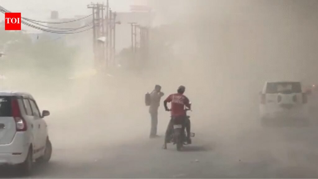 Delhi Weather Alert: Dust storms, strong winds sweep Delhi-NCR; red alert issued for rain | Delhi News