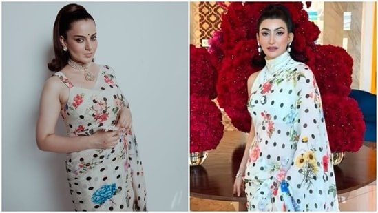 Kangana Ranaut revives printed saree look first worn by Shalini Passi; internet divided on who wore it better