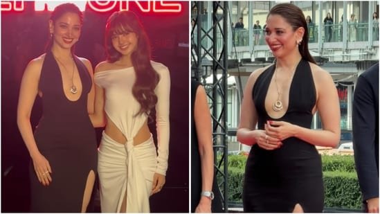 Tamannaah Bhatia poses with BLACKPINK’s Lisa in a stunning black cut-out bodycon gown at Shiseido’s Bangkok event