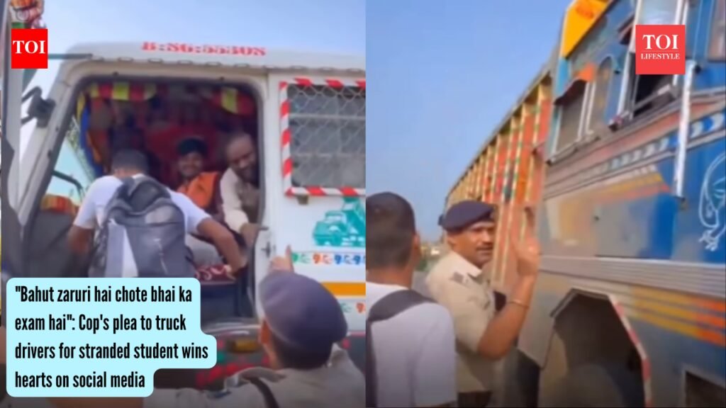 “Bahut zaruri hai chote bhai ka exam hai”: Cop’s plea to truck drivers for stranded student wins hearts on social media |