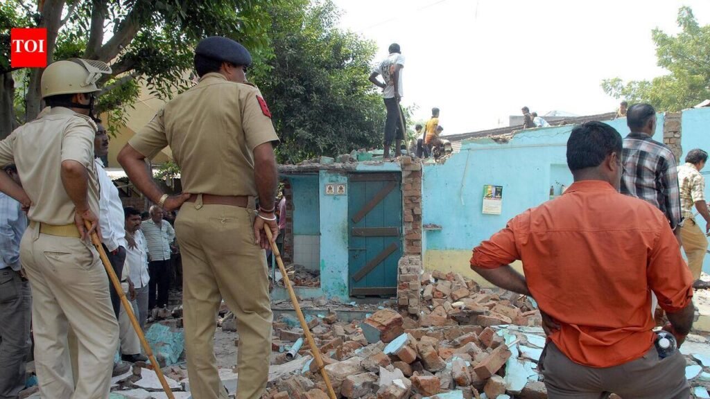 Eight shops razed to clear road in Maktampura area of Ahmedabad | Ahmedabad News
