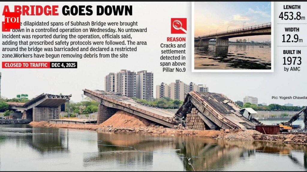 Three spans of Subhash Bridge demolished | Ahmedabad News