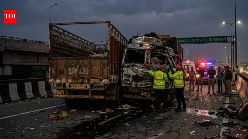 Driver dies after collision of two trucks in Gurgaon on Binola flyover | Gurgaon News