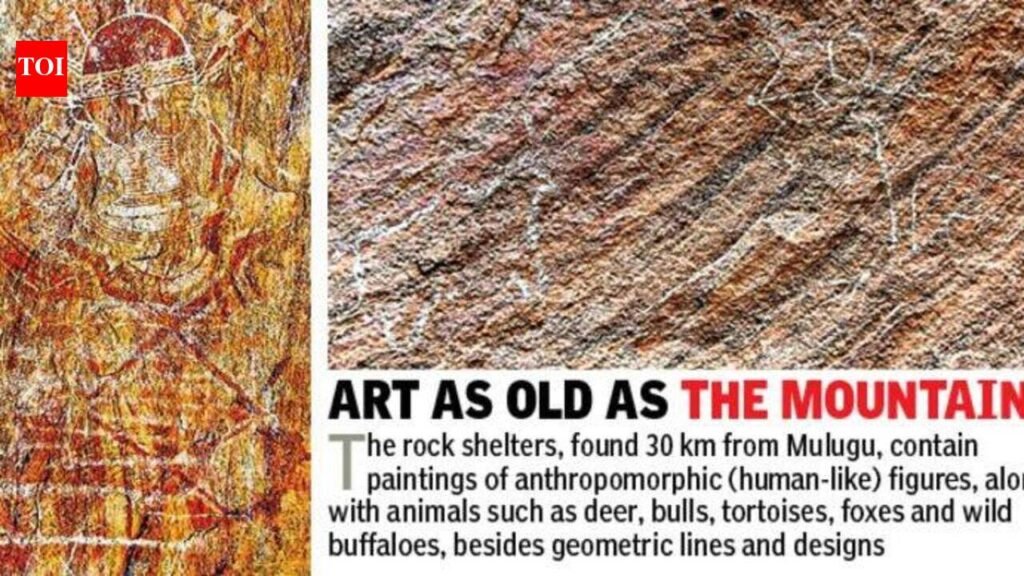 Rock art with human-like figures from Stone Age discovered in Mulugu forests | Hyderabad News