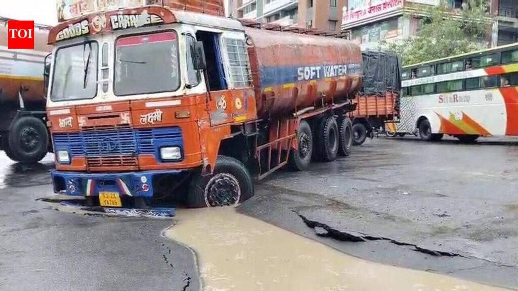 Moving tanker stuck as another road caves in | Surat News
