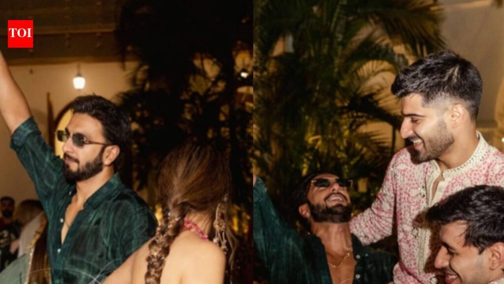 Ranveer Singh dances at a family wedding, carries the groom in VIRAL PICS, looks dapper in a green kurta – WATCH VIDEO | Hindi Movie News