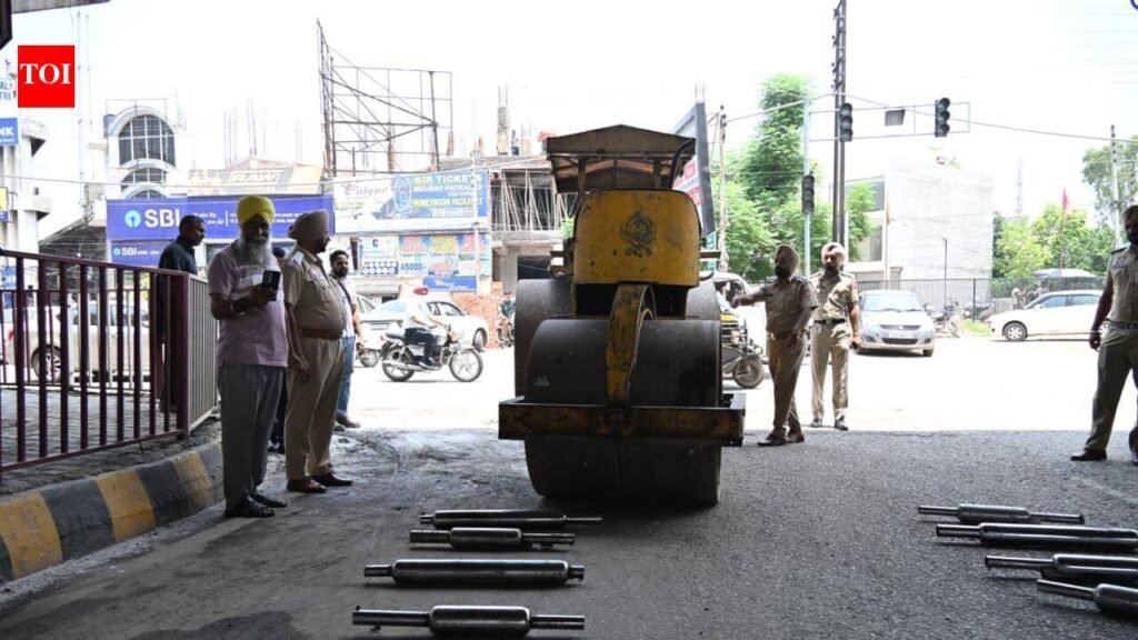150 modified silencers destroyed in Khanna noise pollution crackdown | Ludhiana News