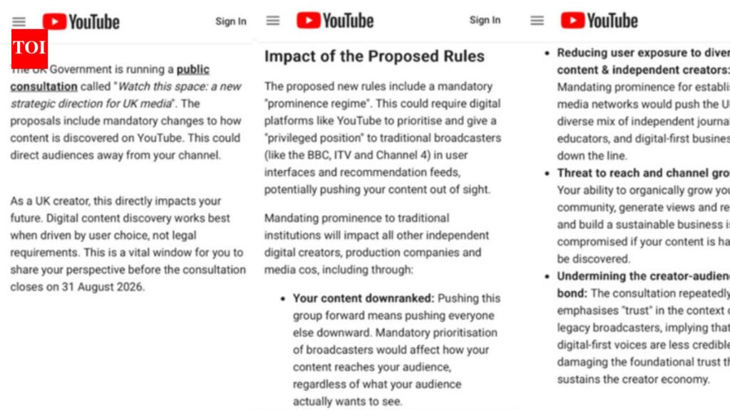 YouTube alerts UK creators over govt’s proposed algorithm changes; Nigel Farage calls it ‘state censorship’