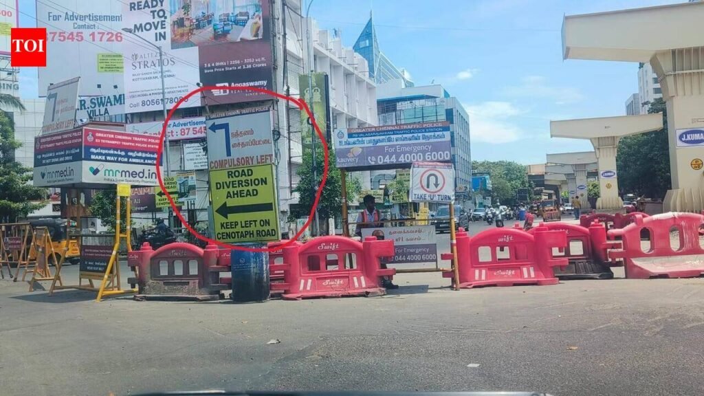 ‘Compulsory left’ or ‘U-turn’: Conflicting signage at SIET junction confuse road users | Chennai News