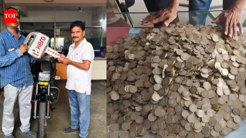 Man pays Rs 1.10 lakh in Rs 10 coins to buy motorcycle in Telangana | Hyderabad News