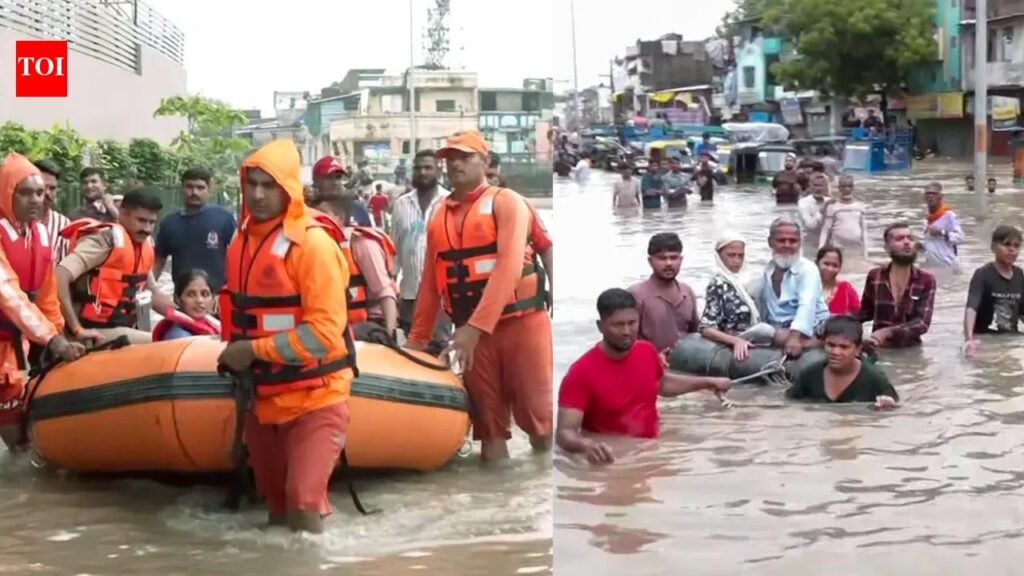 358mm rain cripples Surat; 3,400 rescued from flooded neighbourhoods | Surat News
