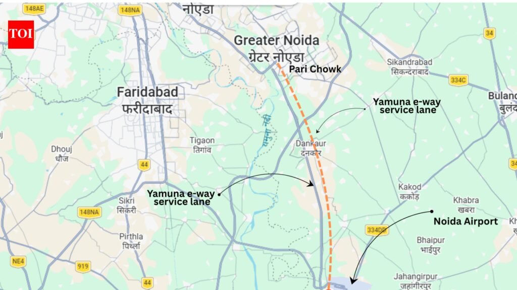 Land hurdle stalls 5km Yamuna Expressway service lane stretch | Noida News