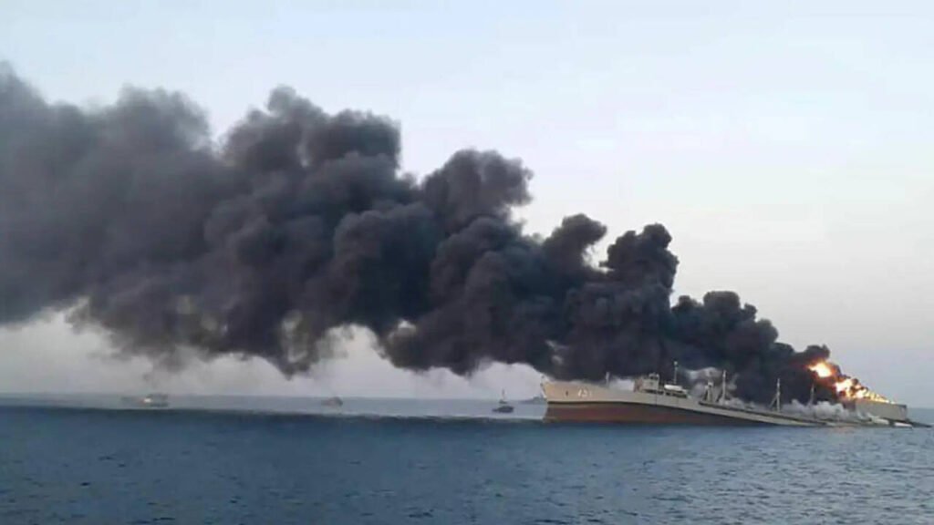 Container ship catches fire off Oman coast hours after US strike; British crew escapes on lifeboat