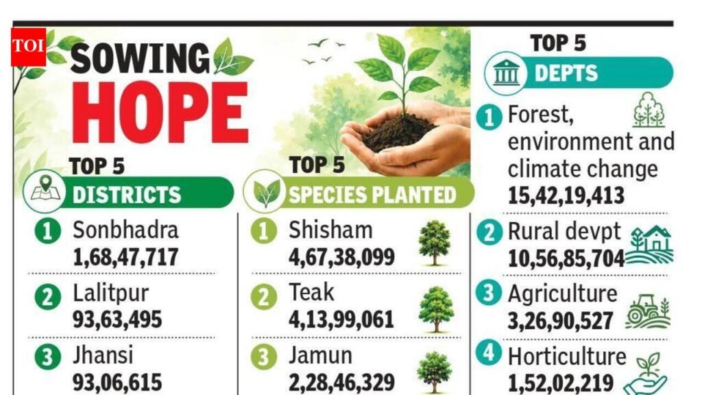 Sonbhadra tops districts as UP plants 35.3cr saplings | Lucknow News