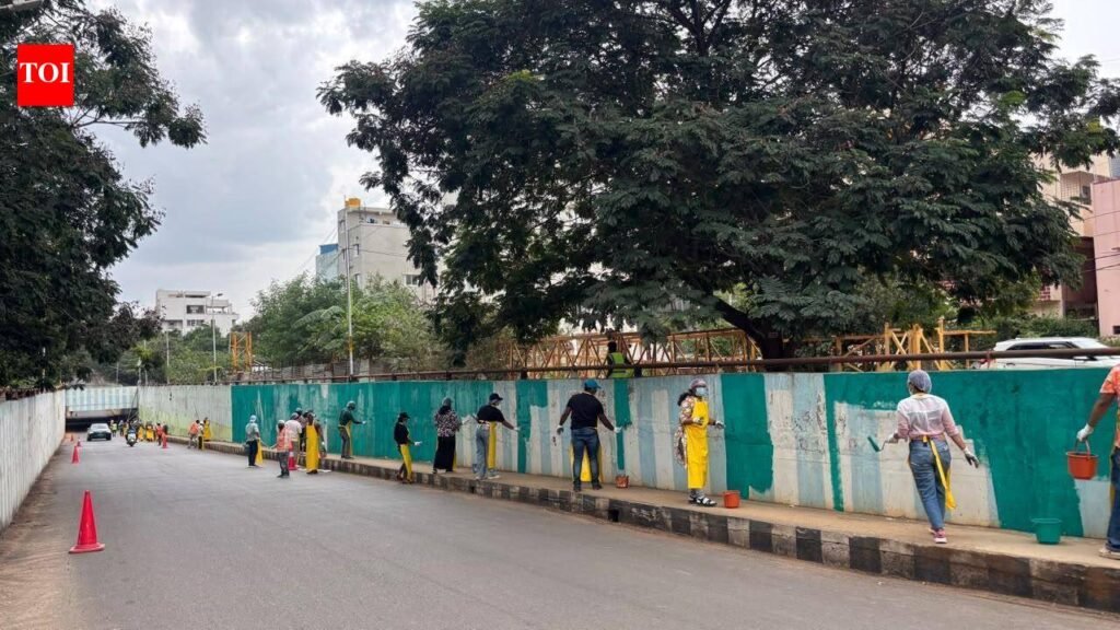 Tech volunteers join hands to beautify north Bengaluru underpass | Bengaluru News