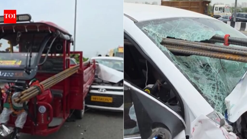 Cab driver dies after iron rod from overloaded e-rickshaw tears through windshield on Dwarka Expressway; woman passenger critical | Gurgaon News
