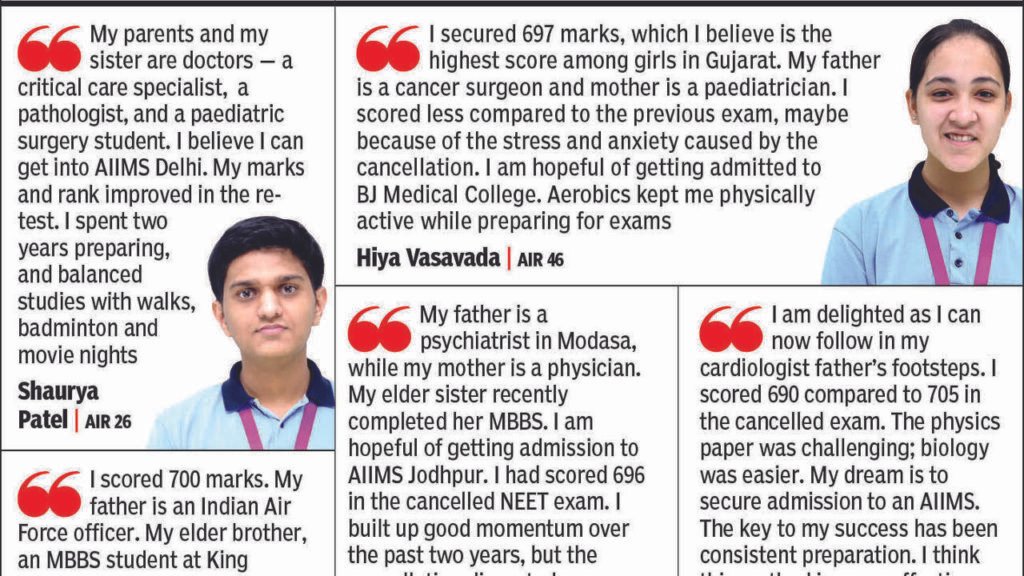 NEET-UG results: Five from Gujarat make it to elite list | Ahmedabad News