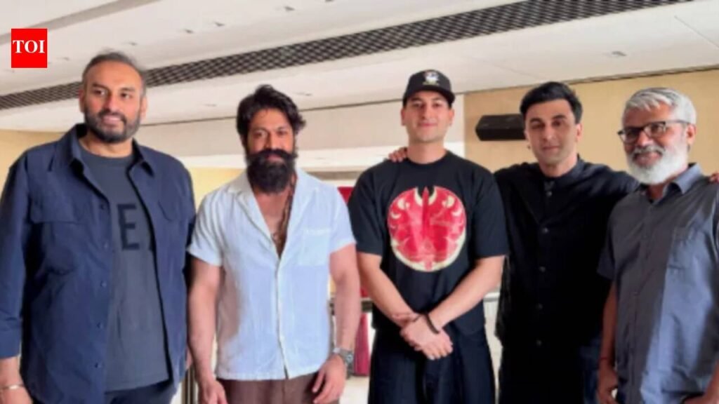 Ranbir Kapoor, Yash pose with Rishab Rikhiram Sharma ahead of ‘Ramayana’ event; trailer to release on July 24 | Hindi Movie News