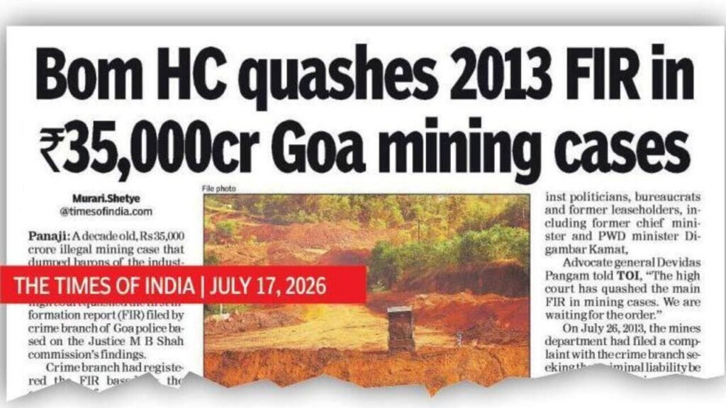 Rs 35,000cr illegal mining FIR violated SC order: HC | Goa News