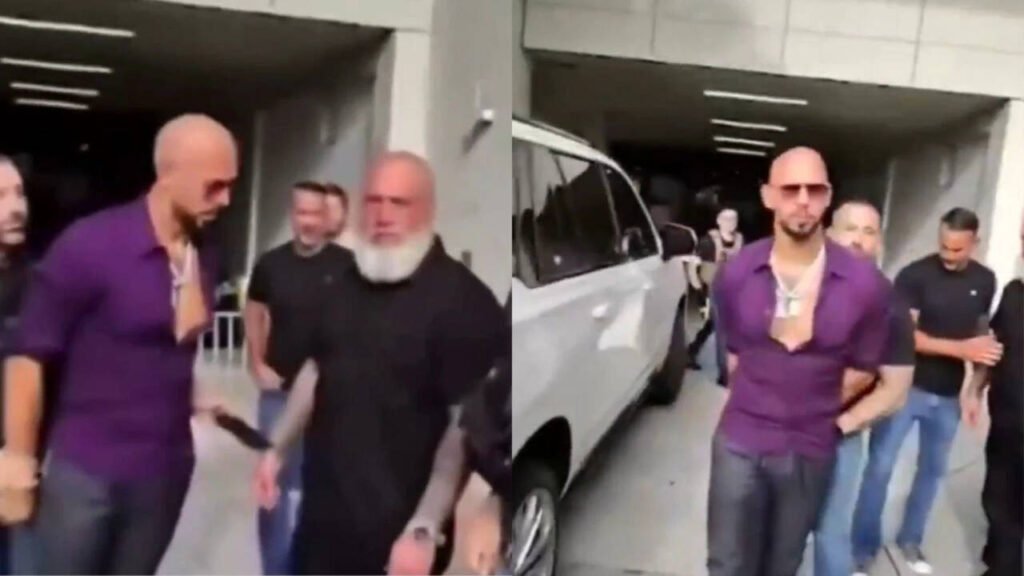 Watch: Andrew Tate appears to pass phone to team member as US Marshals arrest him over UK charges