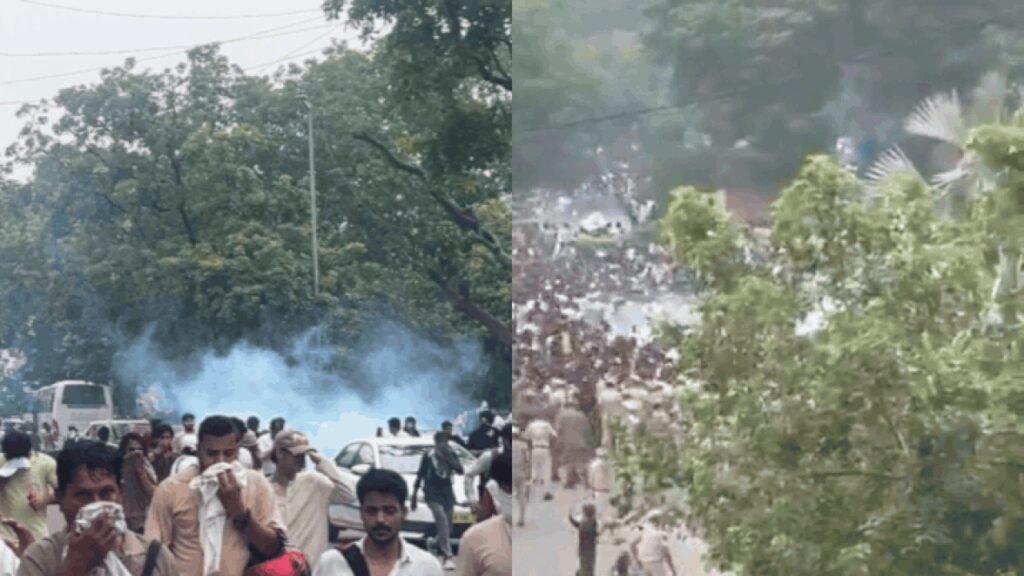 CJP Parliament march: Tear gas shells fired as protesters attempt to breach barricades near Shastri Bhawan; security intensified across central Delhi | Delhi News
