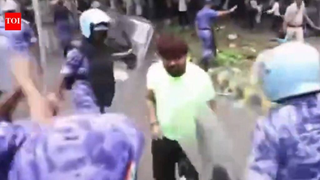 ‘Maaro sir’: Video of protester standing firm amid Delhi Police crackdown goes viral | Delhi News