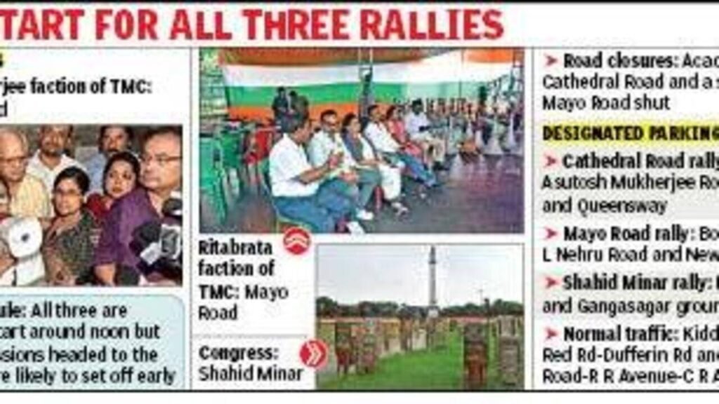 Three Martyrs’ Day rallies at three points may choke city heart today | Kolkata News