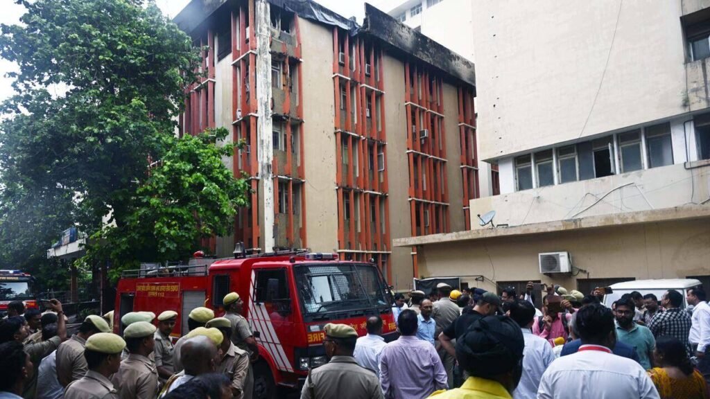 Hundreds of staff stranded amid blaze inside, rain outside | Lucknow News