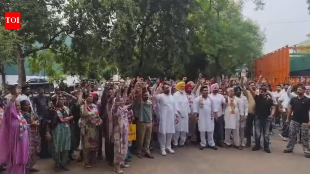 Cong protests over law & order, civic issues in Mohali | Chandigarh News