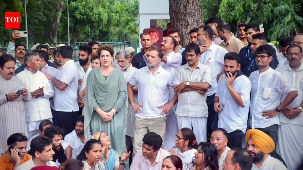 The sudden dharna: How Congress surprised its own MPs, govt with protest outside PM’s residence | India News
