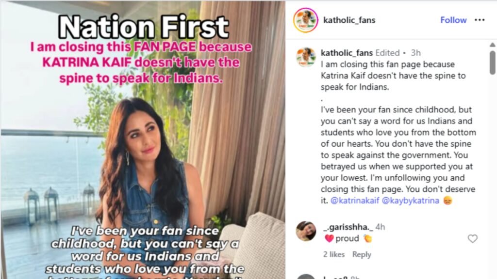 Katrina Kaif faces backlash over silence on CJP protests as fan page with 70K followers shuts down |
