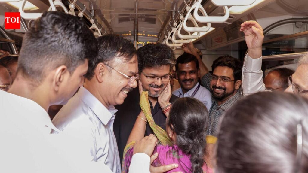 Chief minister Vijay reviews Chennai metro phase-II progress, rides driverless train | Chennai News