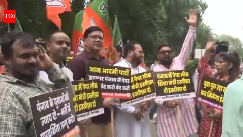 BJP protests outside AAP office, demands Punjab education minister’s resignation | Delhi News