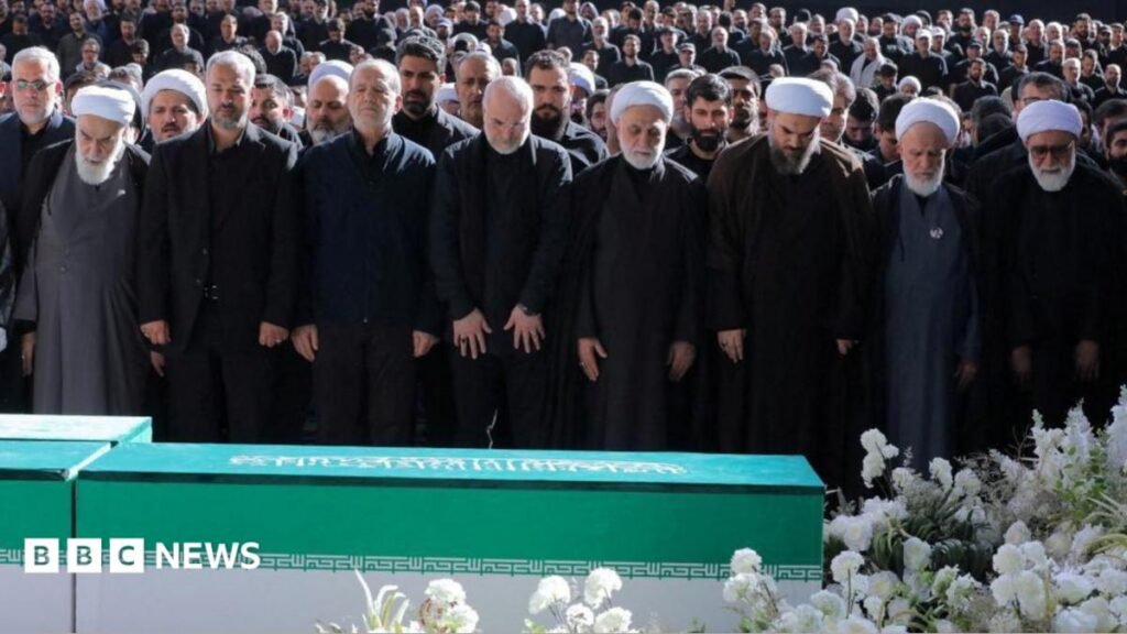 Iran’s supreme leader absent as senior officials attend ayatollah’s funeral