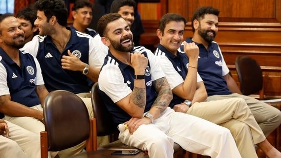 Virat Kohli, Gautam Gambhir sit together; smile, laugh and giggle with Rohit Sharma joining in