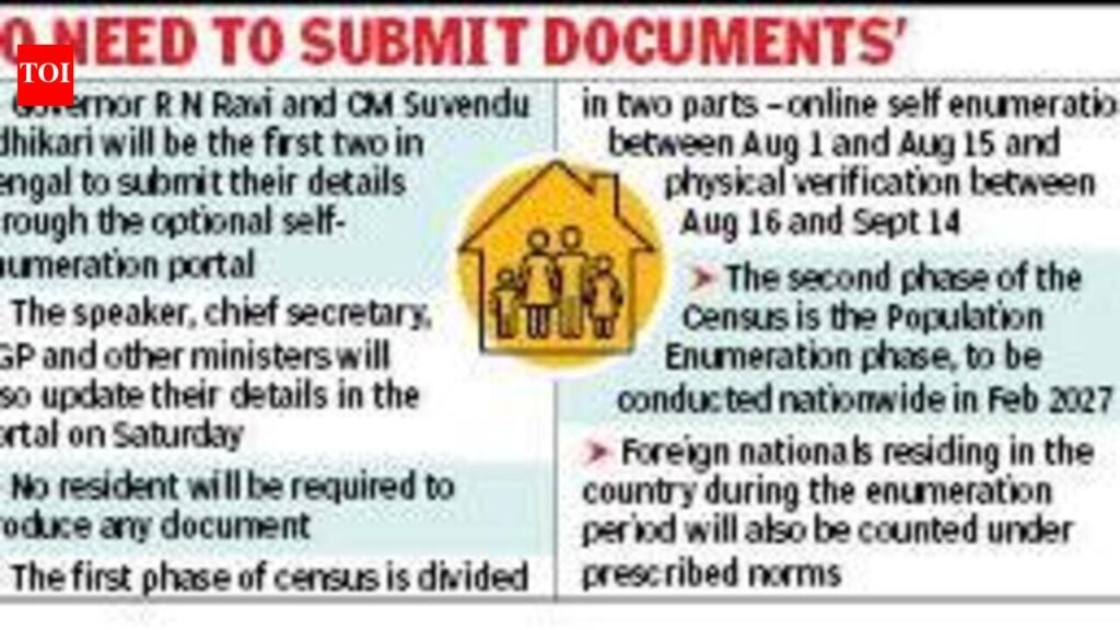 Census self-enumeration kicks off today, house visit by 1.8L enumerators from Aug 16 | Kolkata News