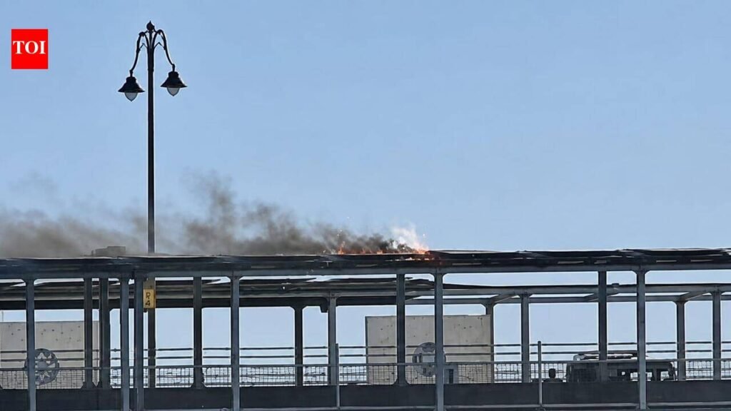 Sudarshan Setu solar panel catches fire | Rajkot News