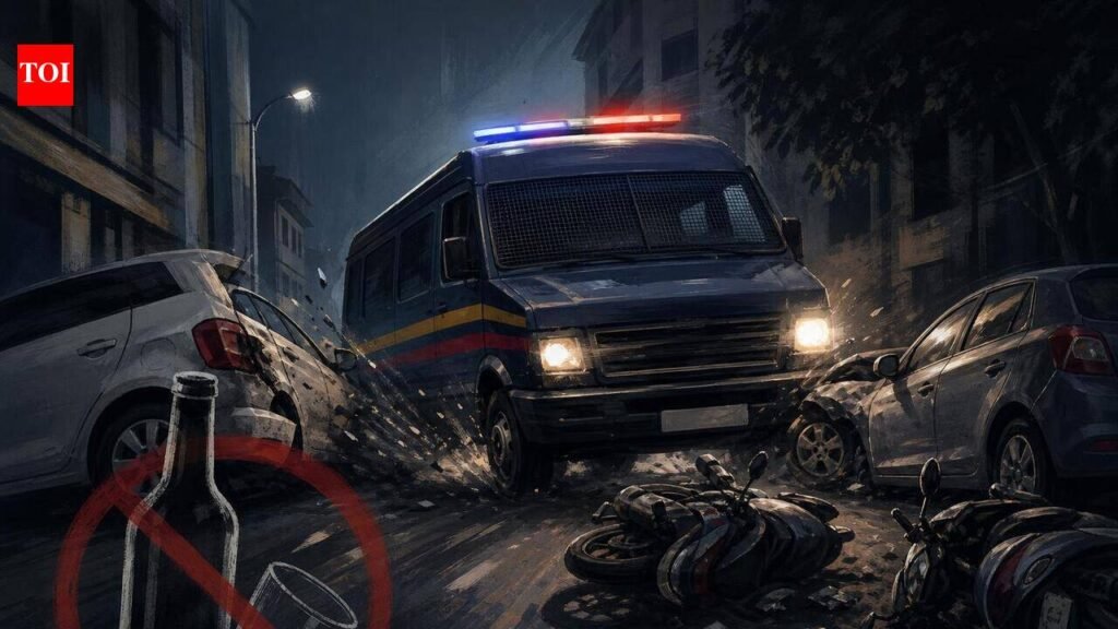 Police van hits five vehicles in Pune, case filed against drunk driver | Pune News