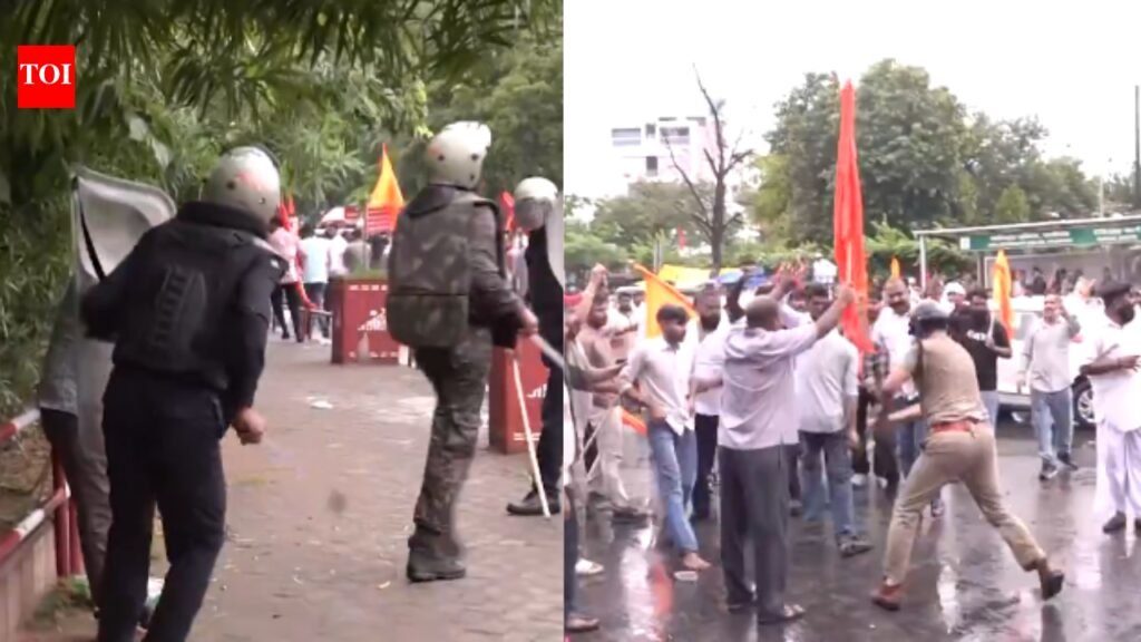 Barricades breached, water cannons used as Karni Sena marchers clash with Jaipur police | Jaipur News
