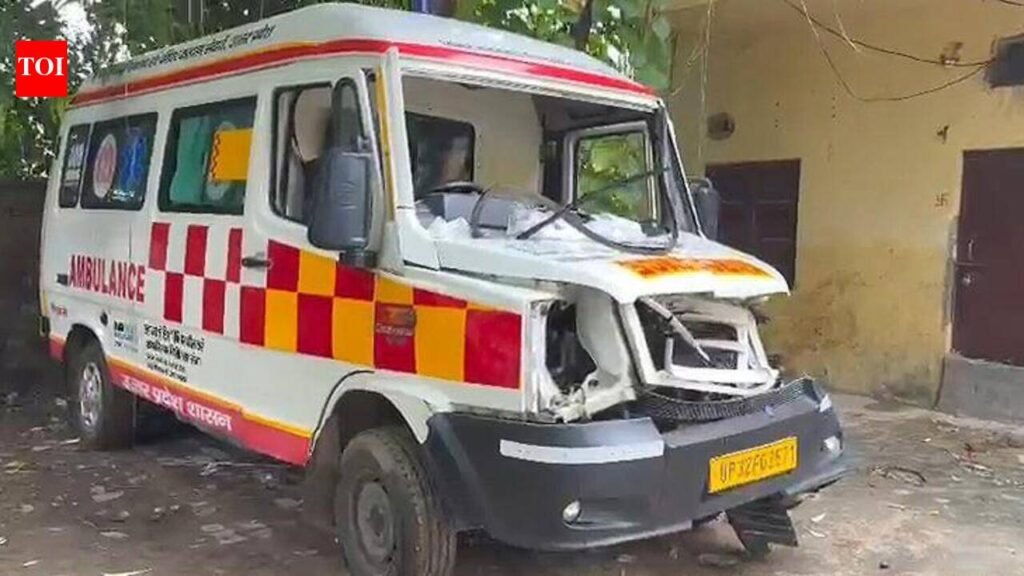 Ambulance with patient stranded for 50 minutes after crash with kanwar trolley | Noida News