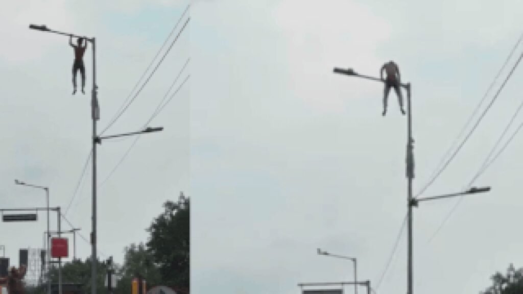 ‘Want to meet Suvendu-babu’: Bengal man climbs lamp post, performs pull-ups, stunts for 40 minutes | Kolkata News