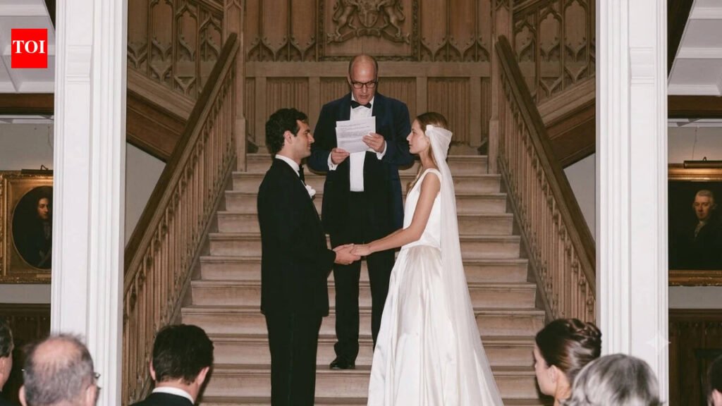 Australian model Serena Wardell married Casper Ettelson at her ancestral Crom Castle in Ireland, carrying silk flowers made from dress offcuts